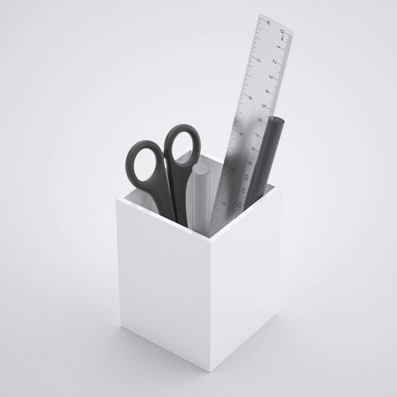 NIUBEE White Acrylic Pen Holder 4 Pack, Desktop Pencil Cup Stationery Organizer for Office Desk Accessory - Image 2